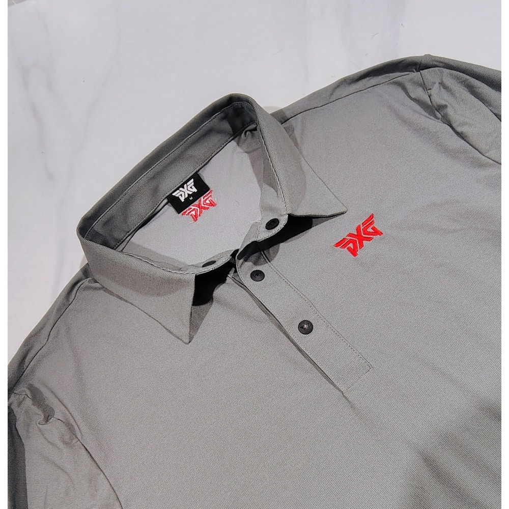 Parsons Xtreme Golf PXG Polo Medium Gray Performance Long Sleeve  Shirt